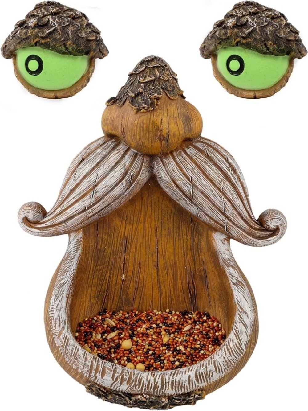 Glow in the Dark Tree Face Bird Feeder - Fun Outdoor Garden Sculpture & Yard Art